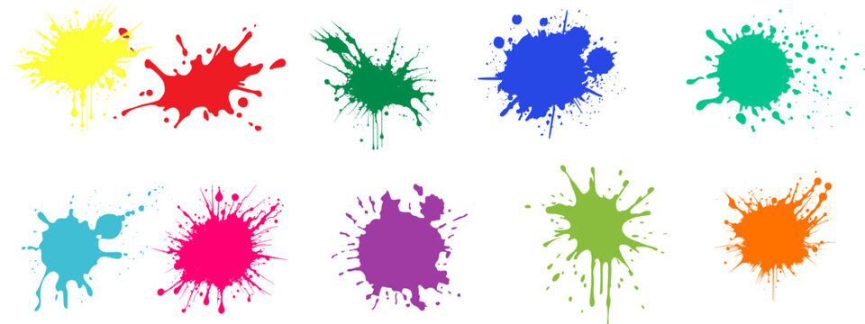 Colorful Paint Splatter Vector Set – Ink Blot Stain Clipart for Design Vector set 
