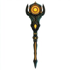 Fantasy glowing staff magical weapon game asset illustration digital art design concept art item render