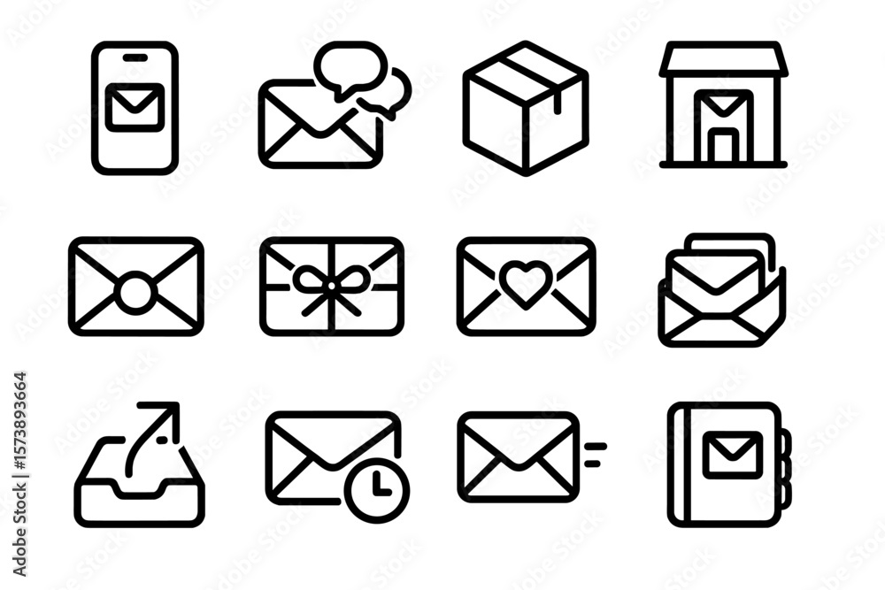 Poster seamless linear icons for communication and delivery apps