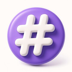 Fototapeta premium A purple hashtag icon for social media isolated on white background