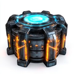 Futuristic glowing crate sci fi container tech box loot box asset game asset design element illustration