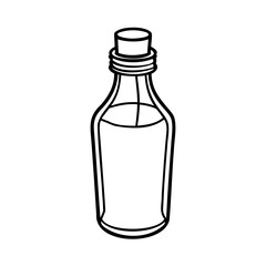 Clear liquid in glass bottle with cork vector