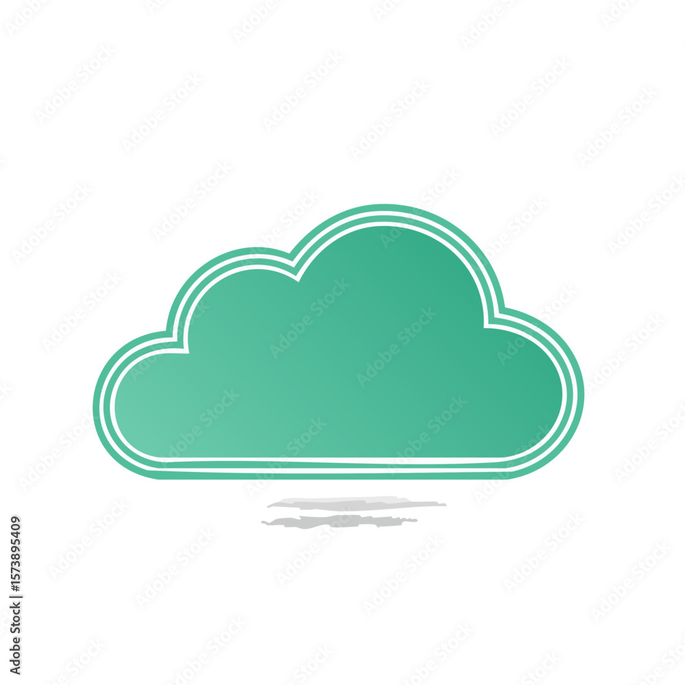 Fototapete vector cloud with frame and brush strokes turquoise green symbol for weather forecast data or storag
