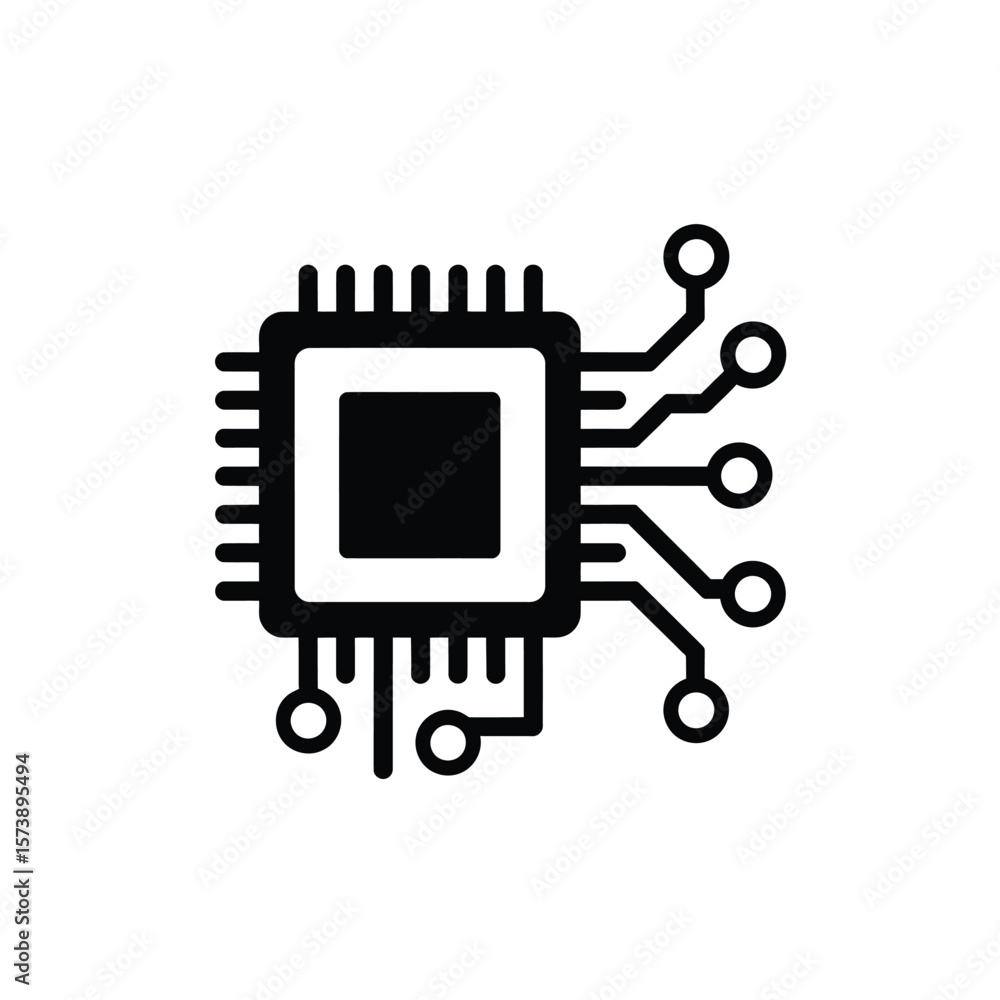 Aufkleber black and white illustration of a computer chip or microprocessor