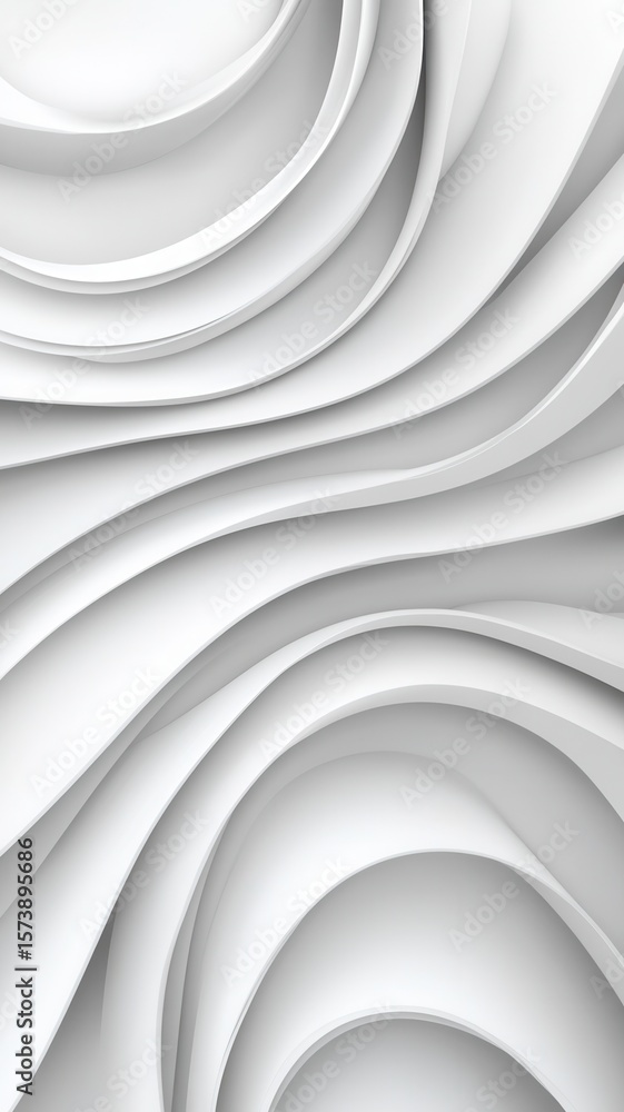 Poster smooth, white, undulating shapes create a modern abstract mesmerizing ideal for design, and minimali