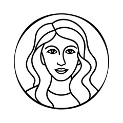 Woman face portrait circular outline vector