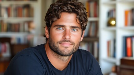 Close-up portrait of a man with a thoughtful expression.