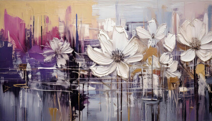 White flowers, digital paint art