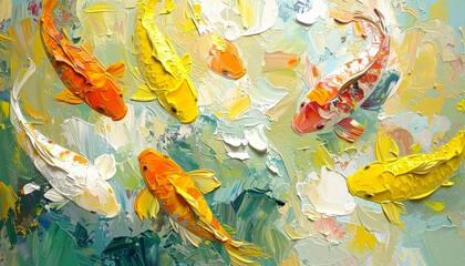 Fish in the Pond  Digital Painting Abstract Art