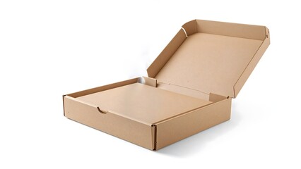 Open Brown Cardboard Box on White Background brown box