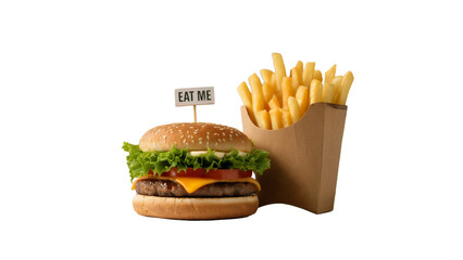 "Eat Me" Burger with Fries - Tempting Fast Food Combo