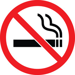 no smoking sign vector illustration with red prohibition circle and cigarette   © Durjoy Art