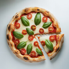 Perfect Margherita Pizza with Fresh Ingredients and Missing Slice