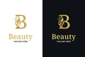 luxury monogram initial letter b silhouette of Face woman