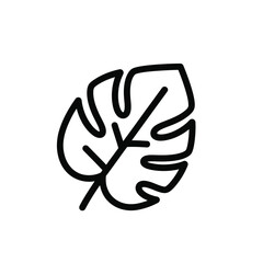 Simple black outline icon of a tropical monstera leaf on a white background.