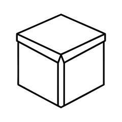 Minimalist geometric cube outline simple black and white