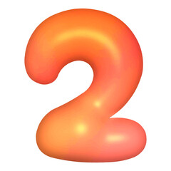 3D Number 2 with Transparent Background Isolated PNG