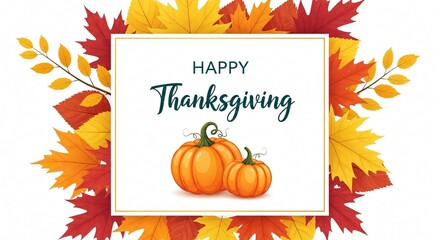 Thanksgiving Greetings: Autumn Leaves, Pumpkins & Festive Design