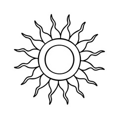 Stylized sun with wavy rays solar celestial