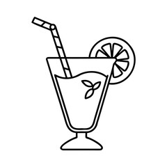 Cocktail with lemon slice and straw drink beverage