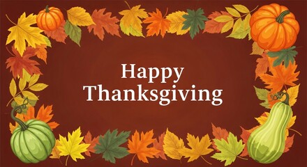 Thanksgiving Design: Autumn Leaves & Pumpkins Frame