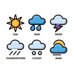 Obraz premium Weather Icon Vector Set