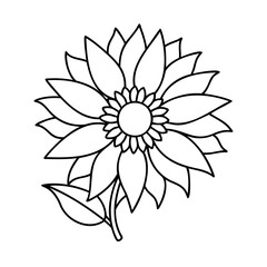 Stylized flower with petals and leaves outline