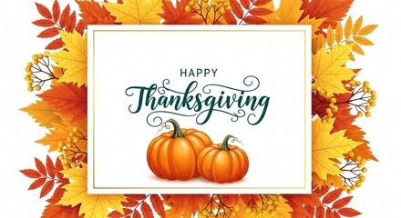 Thanksgiving Greetings: Vibrant Autumn Leaves & Pumpkins - Celebrate the Harvest Festival
