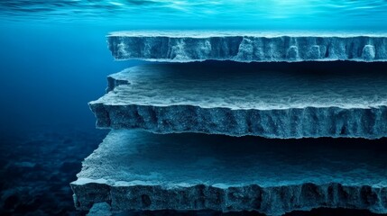 Ocean Carbon Storage, Ocean Layer Diagram in Artistic Style Showcasing Underwater Sediment and Marine Environment Structure