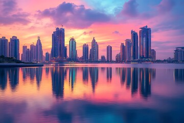 sunset over the city