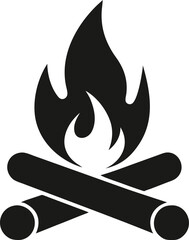 Simple Black Campfire Icon Graphic Design