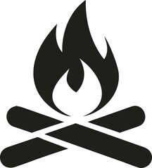 Simple Black Campfire Icon Graphic Design