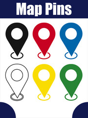 Animated Colorful Map Pins with Bounce and Glow Effect