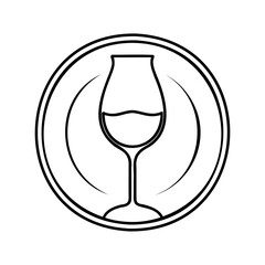 Wine glass with liquid inside a circle beverage drink