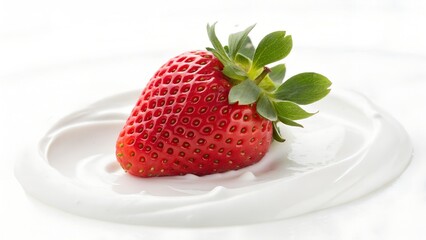 Fresh, ripe red strawberries arranged on a white plate
