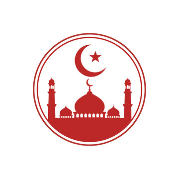 Maroon msa texas tech university logo with mosque crescent and star inside of a circular border design