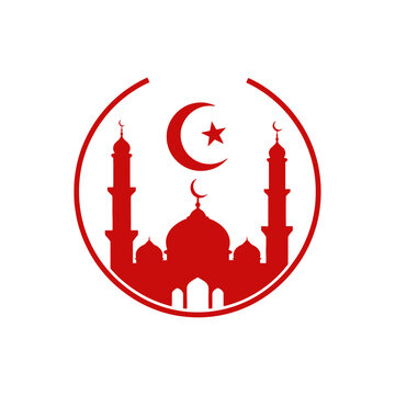 Red texas tech university msa logo featuring a mosque crescent and star in a circular design element