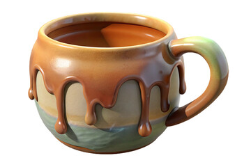 Dripping Ceramic Mug with Earthy Tones – Artistic Handmade Drinkware for Rustic Charm