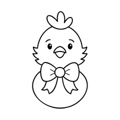Cute chick wearing a bow bird animal