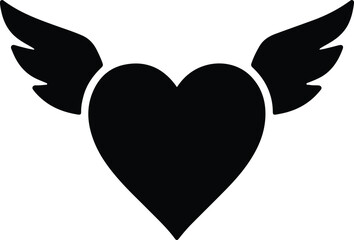 Silhouette winged heart love romantic valentine symbol vector illustrator