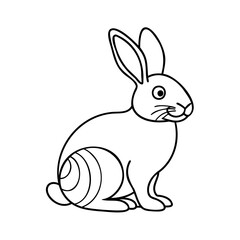 Stylized rabbit with long ears and patterned hindquarters