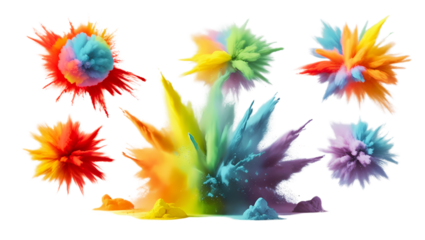 Rainbow Powder Explosion Set PNG Isolated Background