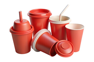 Red Disposable Drink Cups with Dome Lids and Straws – Colorful Partyware for On-the-Go Refreshment