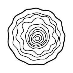 Concentric wavy black lines forming a circular pattern