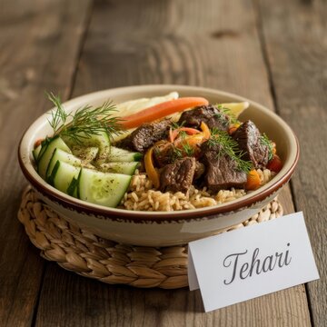 Tehari a delicious rice dish with tender beef and fresh vegetables