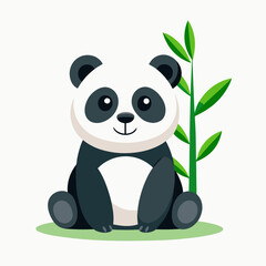 Cute Panda with Bamboo Vector