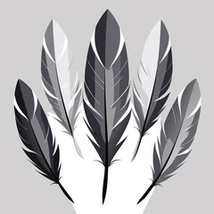 Obraz premium A striking vector illustration showcasing a set of black bird feathers, perfect for a nature-inspired design or vintage art