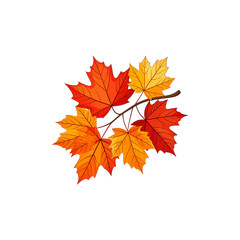 Colorful autumn maple leaves border with orange, red and yellow colors reflecting the natural beauty of autumn on a white background