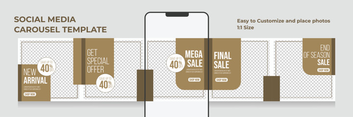 Set of LinkedIn carousel post, social media Instagram carousel post, modern and editable business carousel template design 