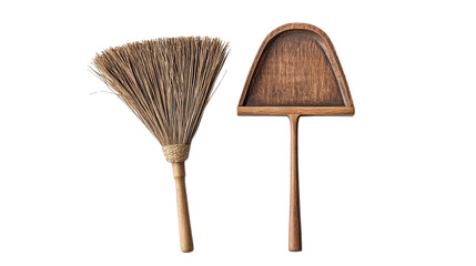 Mini hand broom and dustpan set, background isolated on a Transparent background, PNG file.